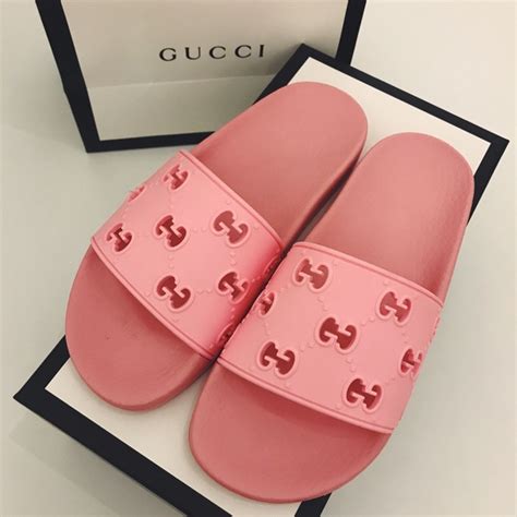 purple gucci slides|pink and purple Gucci slides.